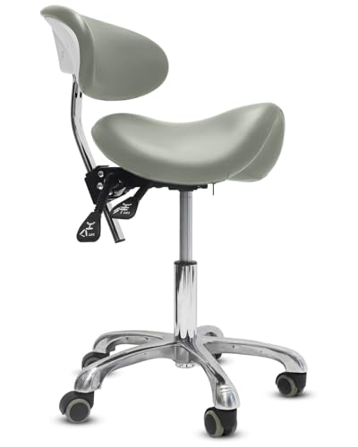 Ergonomic Saddle Stool with Wheels and Back Support