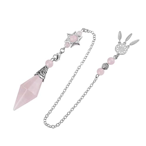 [AiO JAPAN] 【配送前浄化済み】 ペンデュラム パワーストーンクリスタル 風水 六芒星 ダウジング 振り子 占い (ピンククリスタル)