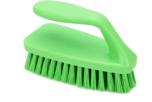 Image of SPARTA Scrub Brush with Iron Shaped Handle and Stiff Bristles, Heavy Duty Scrubber Brush for Kitchen, Bathroom, Shower, Tile, Sink, Carpet and Bakepans, Polypropylene, 6 Inches, Lime