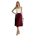 ZHANCHTONG Women's High Elastic Waist Velvet A Line Pleated Swing Midi Skirt (Red,L)