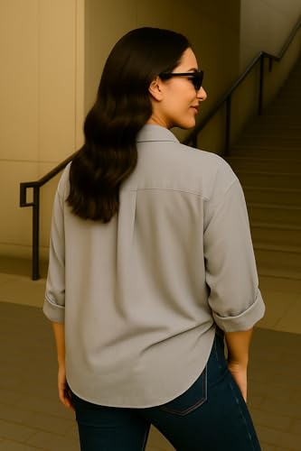 Image of FUNDAY FASHION Women Boxy Fit Solid Casual Shirt