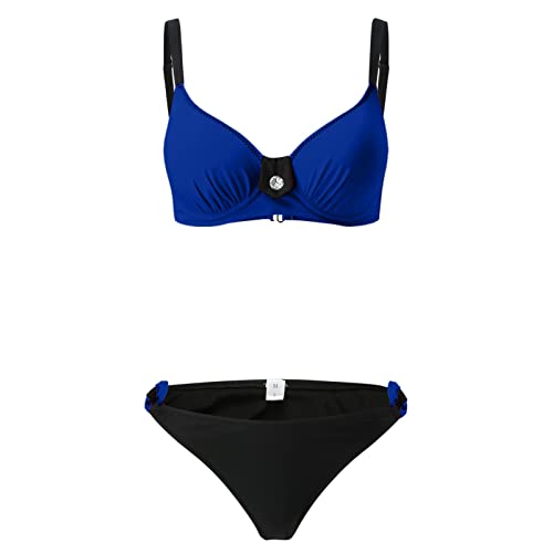 Conjunto De Bikini Triángulo Liso for Mujer Traje Baño Dos Piezas con Tirantes Push Up Sexy(Blue,L)
