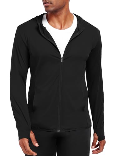 Image of NELEUS Men's Workout Fishing Shirts UPF 50+ Light Jacket Full Zip Sun Protection Long Sleeve Hoodie for Men Hiking