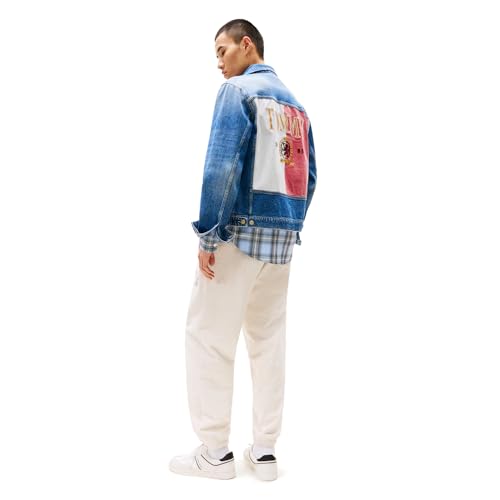 Image of Tommy Jeans Men's Lightweight Denim Trucker Jacket With Embroidered Logo
