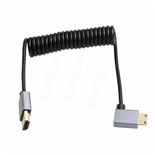 HangTon 4K 120fps 8K 60fps HDMI to Mini HDMI Cable for Canon EOS R RP 5DIV ATOMOS Ninja V Shinobi Nikon Z6 D750 Sony XR50 NEX Portkeys BM5 Monitor Type A C 2.1 Left Angle Coiled - Image 2