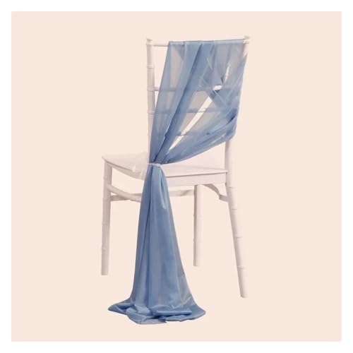 Ruban de Chaise Mousseline Brillante Bleu Grisâtre 17x250cm Haute Qualité