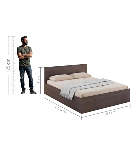 Image of Delta Queen Bed with Box Storage | Engineered Wood | Choco Walnut Finish | Sturdy & Classic | Knock-Down Assembly | 3 Years Warranty