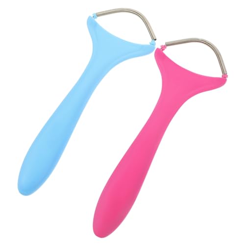 Mobestech 2 piezas Depiladora Facial Manual para Mujer Hilo Removedor de Labios Mentón y Mejillas Diseño Ergonómico Portátil Suave con Piel Sensible Colores Rosa y Azul
