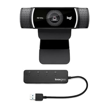Logitech C922 Pro Stream 1080p Webcam with Knox 4-Port USB 3.0 Hub Bundle (2 Items)