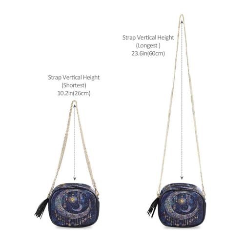 Image of ALAZA Women's Astrology Mystical Bohemian Moon Stars Boho PU Leather Crossbody Bag Shoulder Purse with Tassel