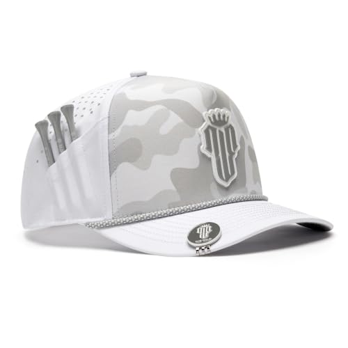 Image of Men's Golf Hat with Tee Holder & Magnetic Ball Marker | Breathable Performance Golfing Hat for Men | Water-Resistant Rope Golf Cap | Moisture-Wicking Snapback Golfing Hats