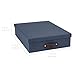 Bigso Oskar Canvas Fiberboard Document Letter Box - File Organizer Box for Important Paperwork - Document Storage with a Lid & Leather Handle - 3.3 in x 10.2 in x 13.8 in - Blue