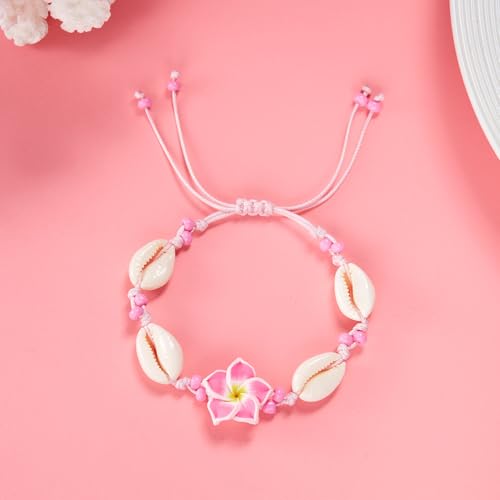 Image of Caiyao 2pcs Lovely Hawaiian Plumeria Rubra Anklet Bracelet Tropical Flower Bohemia Luau Beach Party Accessories for Women