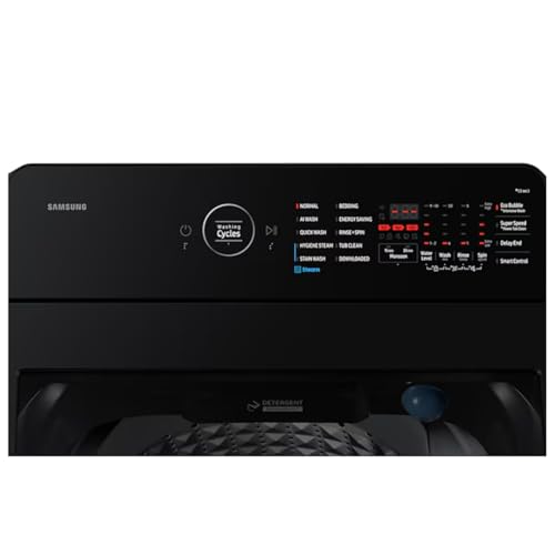 Image of Samsung 8.0 kg 5 Star AI Control Top Load Washing Machine with Heater, Eco Bubble, Hygiene Steam, Wi-Fi Enabled (WA80F08B3B, Black Caviar)