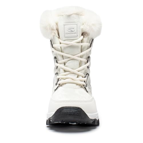 HOBIBEAR Women's Snow Boots Winter Outdoor Faux Fur Lined Warm Water Resistant Mid-Calf Booties3