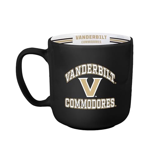 Logo Brands NCAA Vanderbilt Commodores 15oz Stripe Mug - Team Logo Inside Print Standard Handle Microwave & Dishwasher Safe