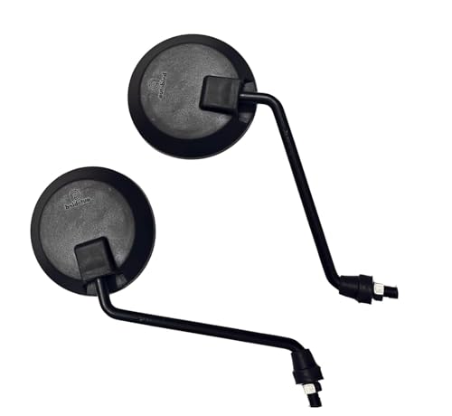 Image of Pure Biking Round Rear View Mirror, Powder Coated, Compatible With Bullet 350cc /500cc Models 2012-2020, Left and Right Side, Pack of 2 (Scram 411 Black)