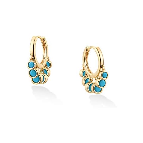 VACRONA Huggie Earrings for Women 18k Gold Plated Turquoise Huggie Hoop Earrings Cute Earrings Gifts for Her Cover