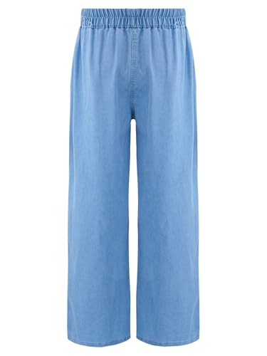 Hularka Kids Girls Wide Leg Jeans Elastic Waist Washed Denim Pants Star Patches Denim Trousers Bottoms Casual wear2