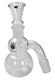 Material: Glas - Farbe: klar Black Leaf Bong-Zubehör: Vorkühler, Aschefänger  150 mm, 2 x NS 19 (18,8 mm)  Glas, klar  mit aufgedrucktem Blatt  von bong-discount