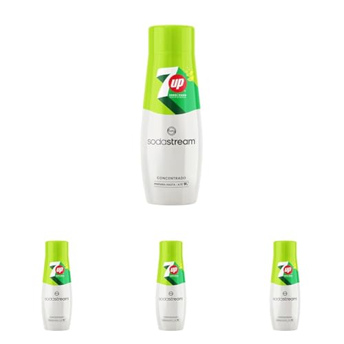 SodaStream - Concentrado de Refresco Sabor 7UP Zero, Sin Azúcar, Prepara hasta 9L de Bebida, Apto para Todas las Máquinas Gasificadoras de Agua SodaStream - 440 ml (Paquete de 4)