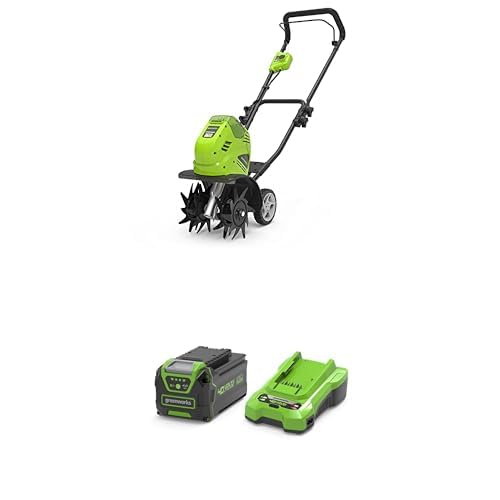 Greenworks 40V Motobineuse Électrique sans Fil, Motoculteur à Dents Avant 4Ah Batteries et Chargeur, Garantie 3 Ans G40TL
