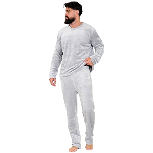 A2Z Mens Pyjamas Soft Warm Fleece Twosie Adults Crew Neck Long Sleeves Pyjamas 2 Piece Gift Set Size S-2XL2
