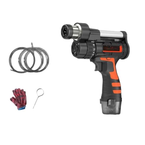 LAJOKING 電動トイレ詰まり解消ツール、電動排水オーガー、ポータブル、充電式、操作簡単、1人操作、配管工、家庭用、業務用清掃ツールに最適 (12V ワンドリル 7.5mセット)