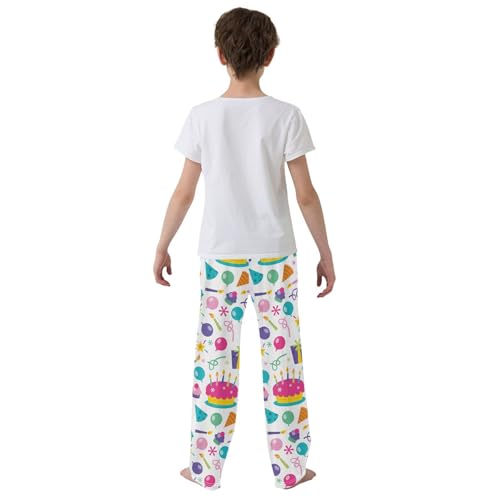 ZZXXB Happy Birthday Cake Boys Long Pants Soft Trousers Elastic Waist Kids Lounge Bottoms with Pockets S-XL3