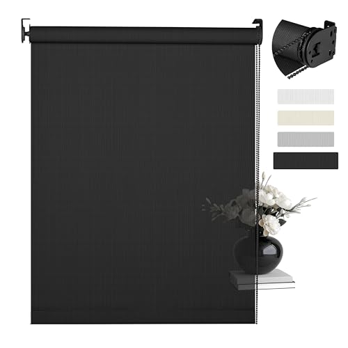 Boolegon Light Filtering Roller Shades for Windows, 5% Openness Solar Shades,Sheer Blinds Window Treatments,UV Protection,Thermal Insulated Fabric,Windows Shades for Office,Home, Black,Customize Now