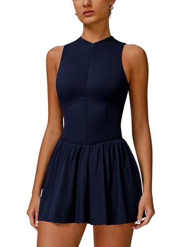 ABOCIW Womens Zip Front Tennis Dress with Pockets
