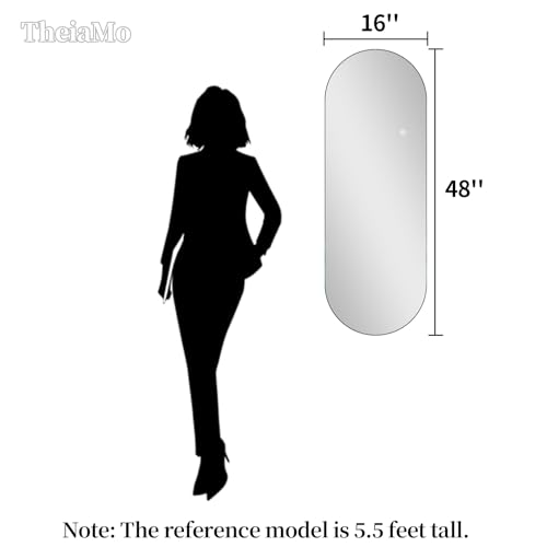 TheiaMo Oval LED Full Length Mirror with Lights, 48"×16" Frameless Backlit Long Mirror Full Body Wall Mounted, 3 Colors, Dimmable, Shatter-Proof, Smart Deco for Salon/Bedroom/Living Room by TheiaMo - Used condition - Image 5
