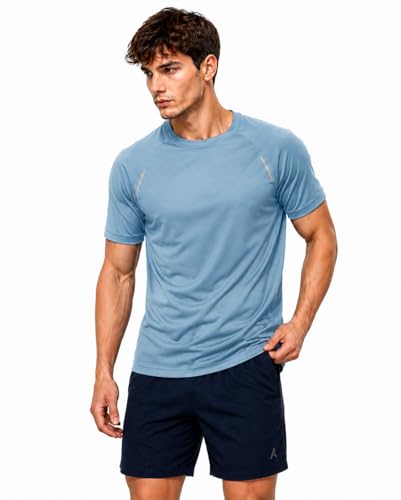 Image of Kvetoo Mens Dry Fit Gym T Shirt Quick Dry Sweat Proof Breathable Workout Tee Muscle Fit Athletic Sports T Shirt for Gym Running Training