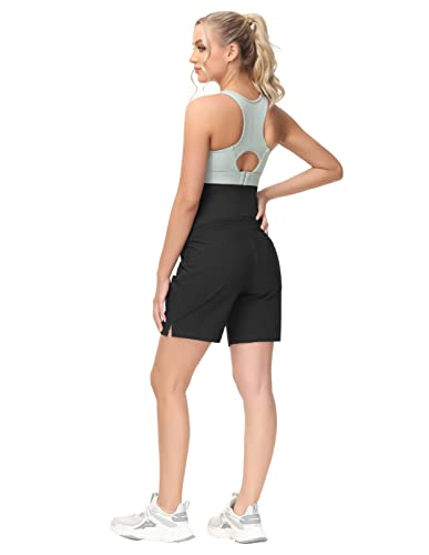 Maternity Shorts Summer High Waisted Loose Walking Shorts With Zip Pockets Black S #TOP3