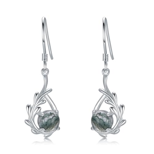 Boucles d'oreilles agate mousse argent anti-allergie, finis les lobes douloureux grâce au 925