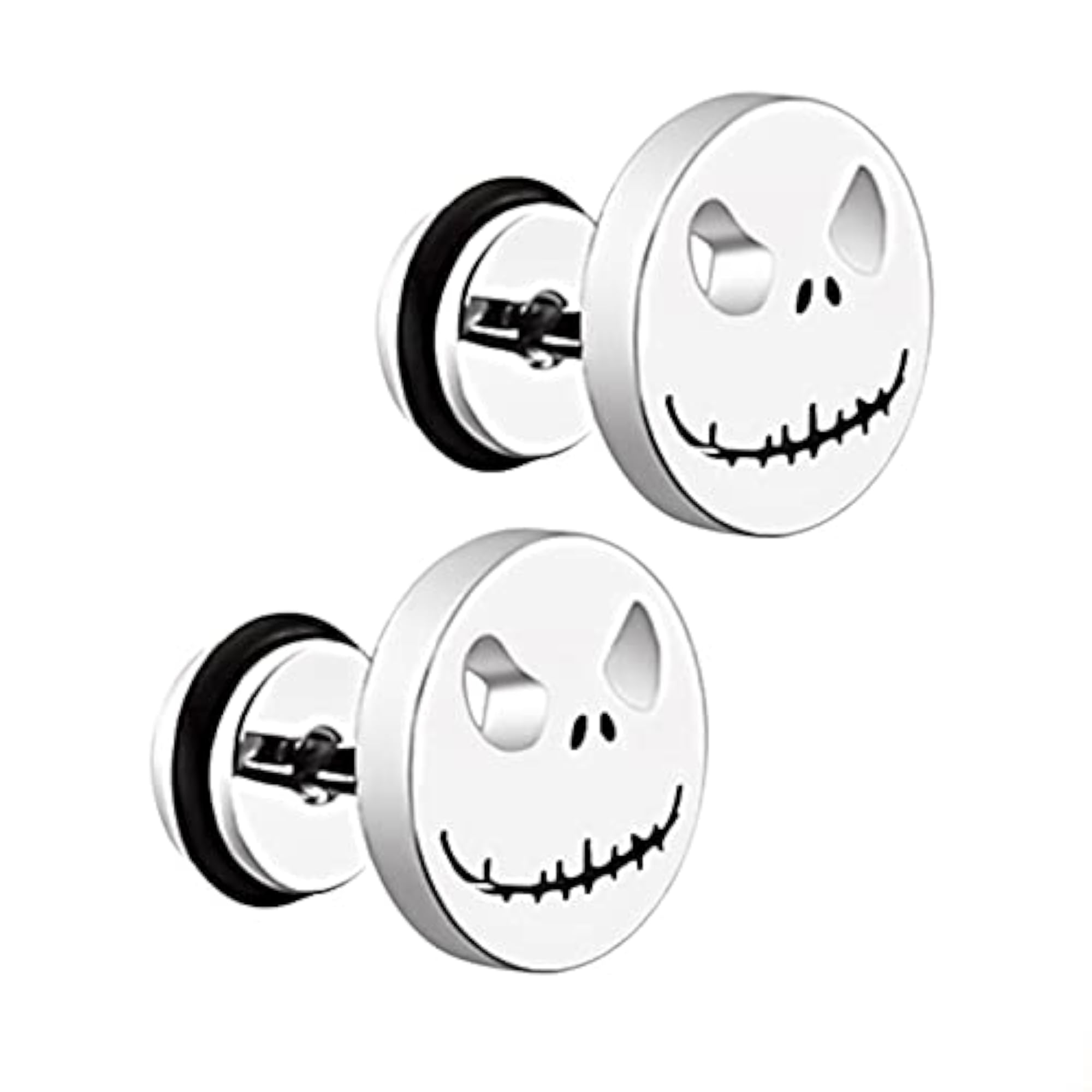 2 Pcs Skull Stud Earrings for Men, Punk Style