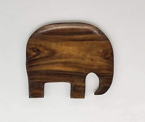 Image of Wooden Platters| Rosewood Serving Platter with Smooth Surface| Handcrafted Decorative Trays for Serving Snacks Fruits Desserts| Elephant Shape Appetizer Plate