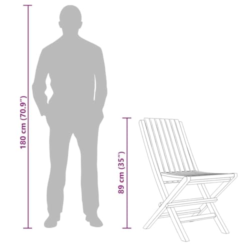 Siège d'extérieur pliant gain de place chaises en teck 2 pcs - 5
