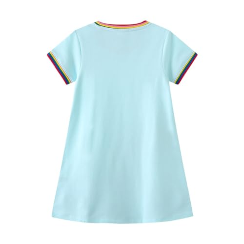 Girls Dresses Girls Short Sleeve Dresses Summer Casual Cotton Dresses Basic Playwear Sun Dresses Kid Dresses-5262