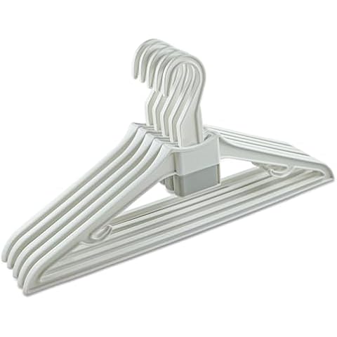 HAIBEIR Premium Plastic Clothes Hangers 5 Pack- Durable,Non-Slip,Space Saving and Light-Weight Withe Secure Locking Coat Hangers with Hooks for All Clothing Cover