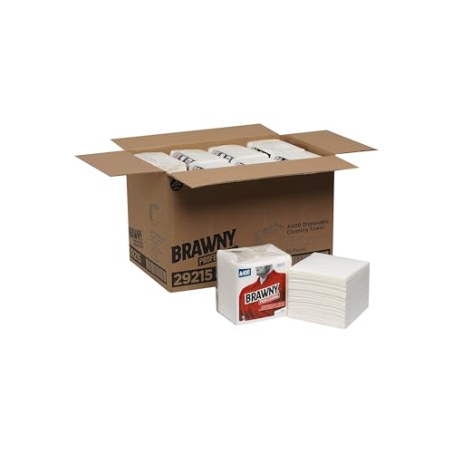 Image of Georgia-Pacific Brawny Professional 1 /4-Fold A400 Disposable Cleaning Towel by GP PRO (Georgia-Pacific), White, 29215, 50 Towels Per Pack, 16 Packs Per Case (800 Total)