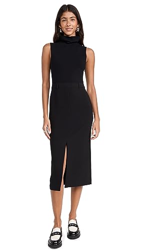 Theory Women's Funnel Neck Dress, Black, 6