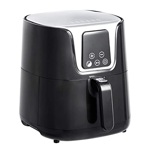 Amazon Basics – Heißluftfritteuse, kompakt, 4 l, multifunktional, digita, Schwarz/Chrom