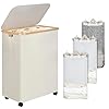 Lagre laundry hamper with wheels laundry basket with lid 160l clothes hamper for laundry with 3 liner bags for laundry room bedroom dormitory organizationbeige  urban country home decor