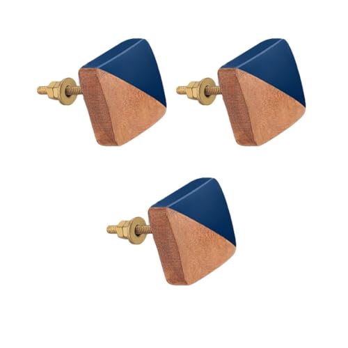 Image of 3 Piece Premium Teak Wood Drawer Knobs for Furniture Cabinets & Cupboards | Modern Design | Colour: Natural Wood, Size: 1.5 Inch-| 3 Years Warranty |