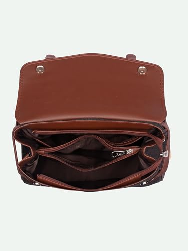 Image of ZOUK Heritage Satchel Bag - Gwalior Weaves | Jute | Vegan Leather Handcrafted With Detachable Sling Strap