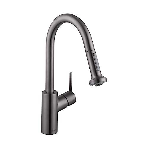 Hansgrohe Talis S 04286340 04286340   Pulverizador desplegable de 15 pulgadas de alto, cabezal de pulverización magnético en cromo negro cepillado, 1.75 pulgadas
