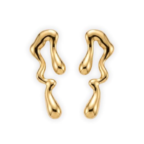 Joleris Gold Tone Abstract Wavy Drop Earrings for Women | Modern Geometric Statement Dangle Earrings | Fashion Jewellery for Party & Casual Wear Deal