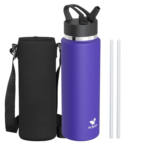 AORIN Borraccia in Acciaio Inox - 500ml/750ml/1L - Borraccia Isolata con Bocca Larga con Cannuccia - Borraccia Termica a Prova di perdite - Borracce Senza BPA per Lavoro, Palestra, Viaggi, Sport