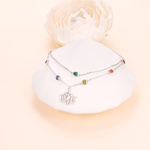 Image of Yearace Anklet for Women S925 Sterling Silver Adjustable Foot Beaded Chain Lotus Flower Claddagh Dragonfly Witches Knot Ankle Bracelet Summer Beach Anklets Jewelry Gift